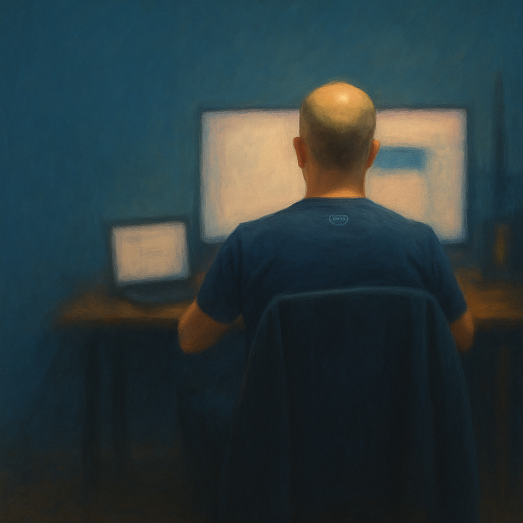 Brian working at computer